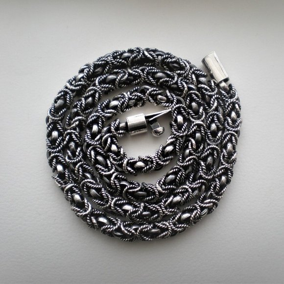 Vintage Heavy Artisan Handmade Sterling Silver BYZANTINE Necklace Chain 83 grams - Picture 3 of 4
